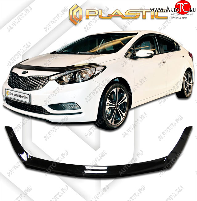 2 269 р. Дефлектор капота CA-Plastic  KIA Cerato  3 YD (2013-2016) дорестайлинг седан (classic черный, без надписи)  с доставкой в г. Набережные‑Челны