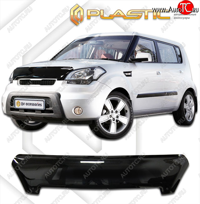 2 189 р. Дефлектор капота CA-Plastic  KIA Soul  AM (2011-2014) рестайлинг (classic черный, без надписи)  с доставкой в г. Набережные‑Челны