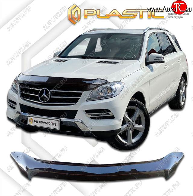 2 359 р. Дефлектор капота CA-Plastic  Mercedes-Benz ML class  W166 (2011-2015) (classic черный, без надписи)  с доставкой в г. Набережные‑Челны