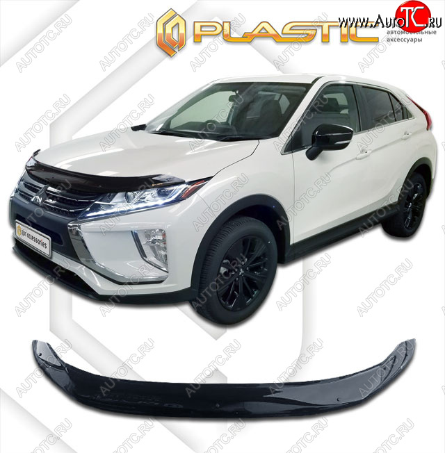 2 199 р. Дефлектор капота CA-Plastic  Mitsubishi Eclipse Cross  GK (2017-2021) дорестайлинг (classic черный, без надписи)  с доставкой в г. Набережные‑Челны