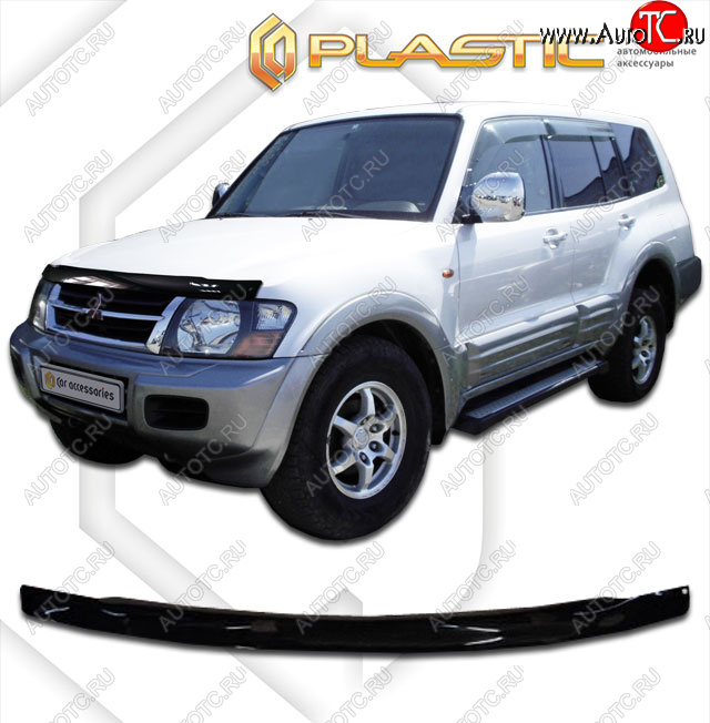 2 079 р. Дефлектор капота CA-Plastic  Mitsubishi Pajero  3 V60 (2003-2006) рестайлинг (classic черный, без надписи)  с доставкой в г. Набережные‑Челны