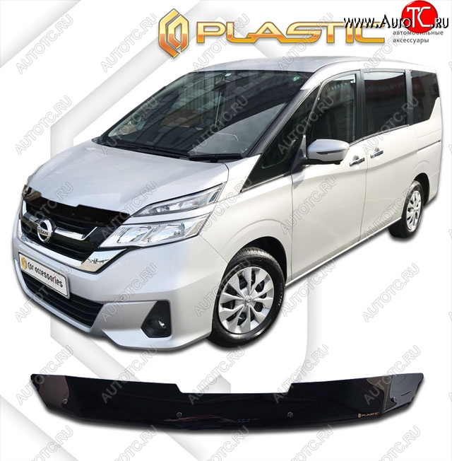 1 839 р. Дефлектор капота CA-Plastic  Nissan Serena  C27 (2016-2019) минивэн дорестайлинг (classic черный, без надписи)  с доставкой в г. Набережные‑Челны