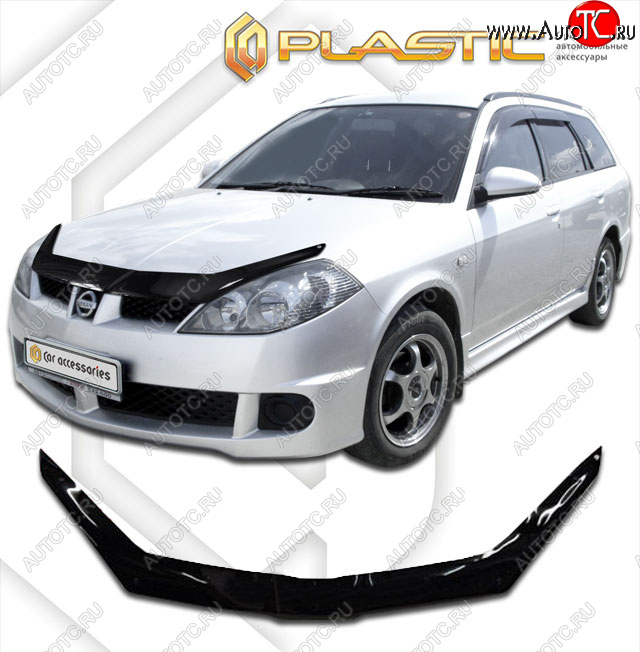 1 999 р. Дефлектор капота CA-Plastic  Nissan Wingroad  2 Y11 (2001-2005) рестайлинг универсал (classic черный, без надписи)  с доставкой в г. Набережные‑Челны