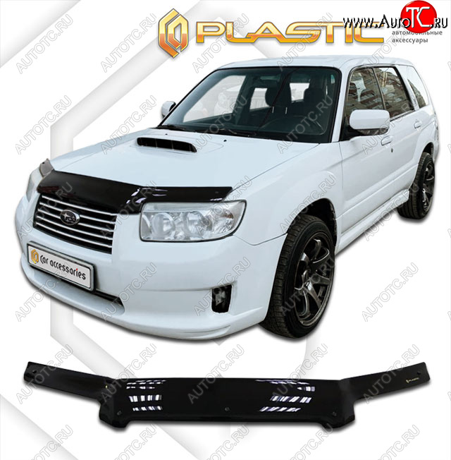 2 269 р. Дефлектор капота CA-Plastic  Subaru Forester  SG (2005-2008) рестайлинг (cерия Сlassic черный, без надписи)  с доставкой в г. Набережные‑Челны