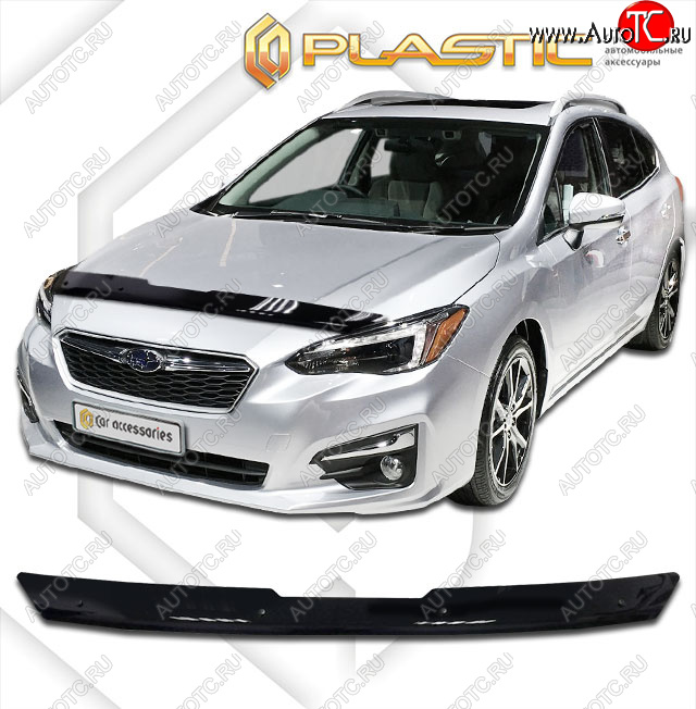 1 839 р. Дефлектор капота CA-Plastic  Subaru Impreza  GT (2016-2019) хэтчбэк дорестайлинг (classic черный, без надписи)  с доставкой в г. Набережные‑Челны