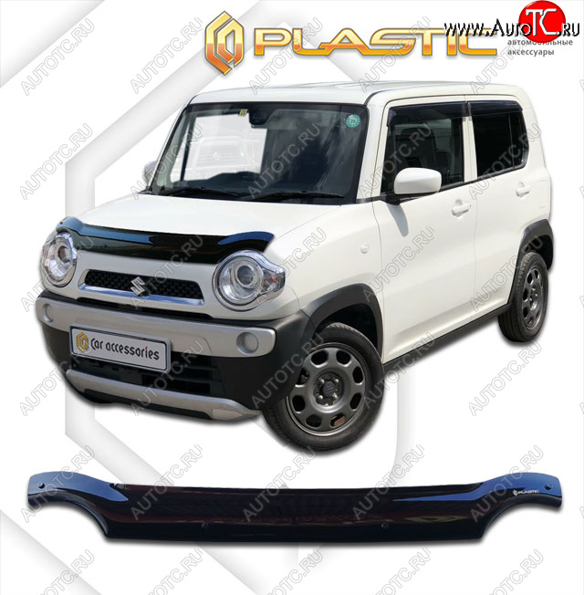 1 839 р. Дефлектор капота CA-Plastic  Suzuki Hustler  MR41S,MR31S (2014-2019) хэтчбэк 5 дв. (classic черный, без надписи)  с доставкой в г. Набережные‑Челны