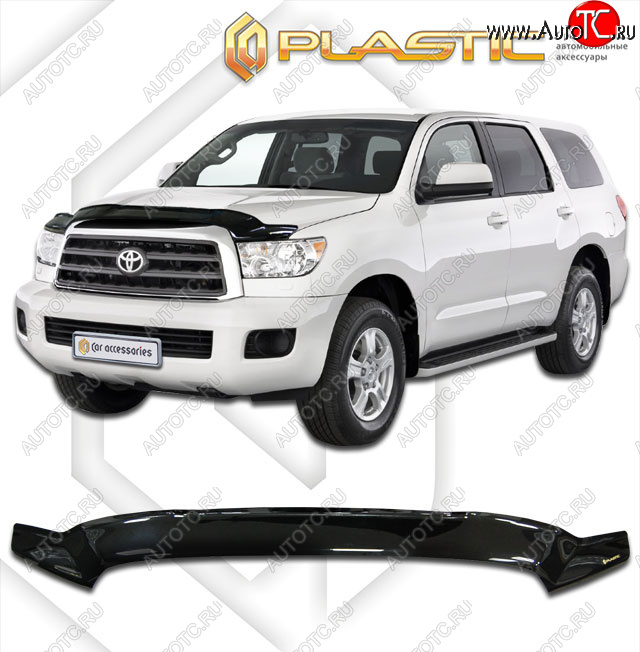 2 159 р. Дефлектор капота CA-Plastic  Toyota Sequoia (2007-2017) XK60 дорестайлинг (classic черный, без надписи)  с доставкой в г. Набережные‑Челны