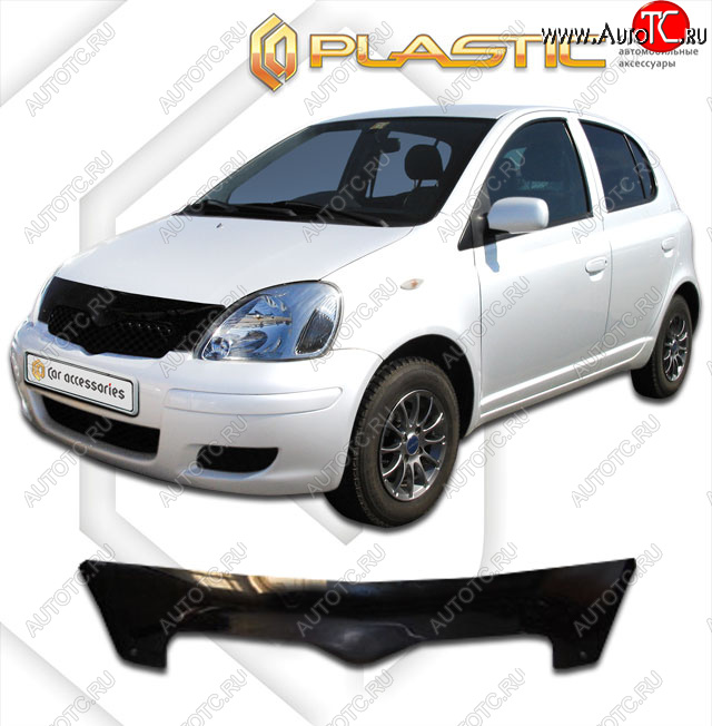 1 899 р. Дефлектор капота CA-Plastic  Toyota Yaris  XP10 (1999-2005) хэтчбэк 5 дв. (classic черный, без надписи)  с доставкой в г. Набережные‑Челны