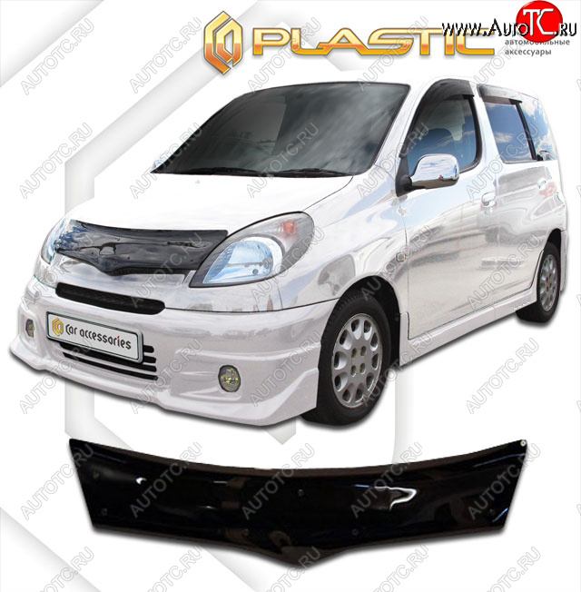 2 159 р. Дефлектор капота CA-Plastic  Toyota Yaris Verso  XP20 (1999-2006) дорестайлинг, рестайлинг (classic черный, без надписи)  с доставкой в г. Набережные‑Челны