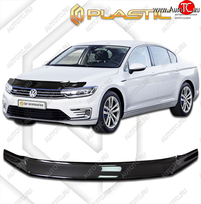 1 999 р. Дефлектор капота CA-Plastic  Volkswagen Passat ( B8,  B8.5) (2015-2024) седан дорестайлинг, седан рестайлинг (classic черный, без надписи)  с доставкой в г. Набережные‑Челны