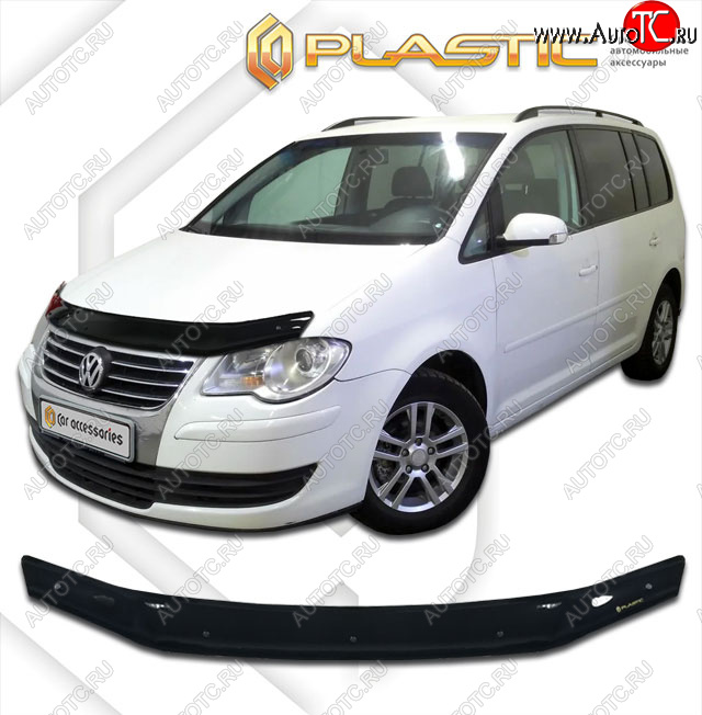 1 899 р. Дефлектор капота CA-Plastic  Volkswagen Touran  1T (2006-2010) 1-ый рестайлинг минивэн (classic черный, без надписи)  с доставкой в г. Набережные‑Челны