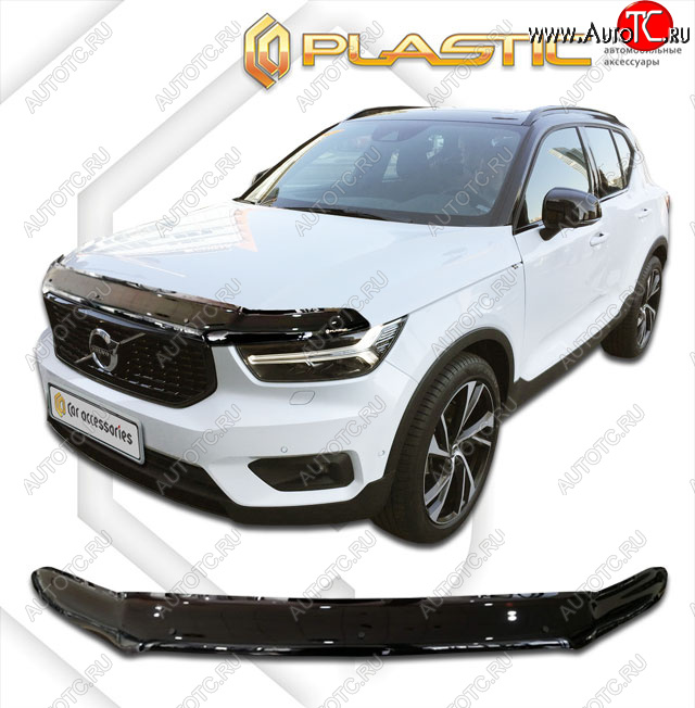 2 299 р. Дефлектор капота CA-Plastic  Volvo XC40 (2017-2022) (classic черный, без надписи)  с доставкой в г. Набережные‑Челны