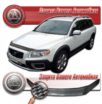 2 599 р. Дефлектор капота CA-Plastic  Volvo XC70 (2007-2013) дорестайлинг (Шелкография карбон серебро)  с доставкой в г. Набережные‑Челны. Увеличить фотографию 1