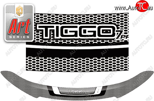 2 369 р. Дефлектор капота CA-Plastic  Chery Tiggo 7 PRO (2019-2025) (серия Art белая)  с доставкой в г. Набережные‑Челны