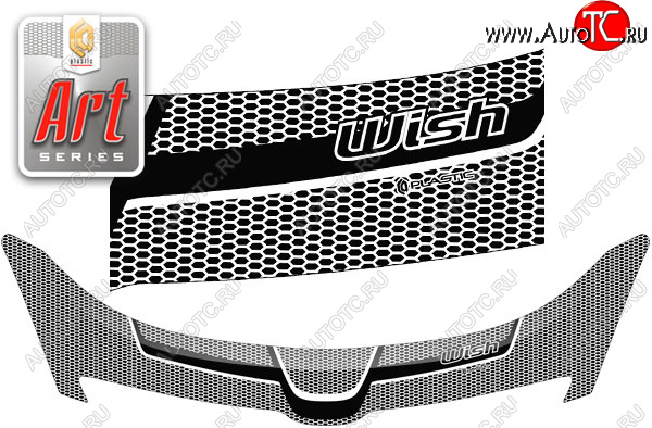 2 449 р. Дефлектор капота CA-Plastic  Toyota Wish  XE10 (2003-2005) дорестайлинг (серия ART белая)  с доставкой в г. Набережные‑Челны