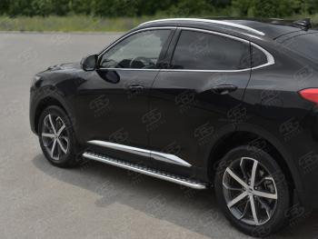 23 549 р. Пороги труба d42 с листом SLITKOFF  Haval F7x (2022-2024)  рестайлинг (лист алюминиевый)  с доставкой в г. Набережные‑Челны. Увеличить фотографию 2