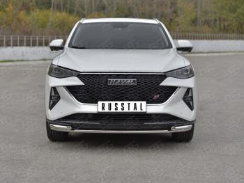 Защита переднего бампера d42 *42 уголки SLITKOFF Haval F7x рестайлинг (2022-2024) ()