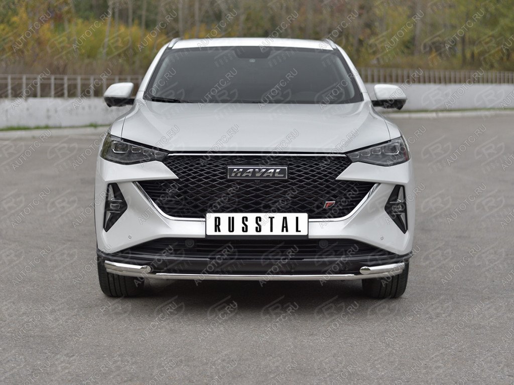 15 499 р. Защита переднего бампера d42 *42 уголки SLITKOFF  Haval F7x (2022-2024)  рестайлинг (серые)  с доставкой в г. Набережные‑Челны