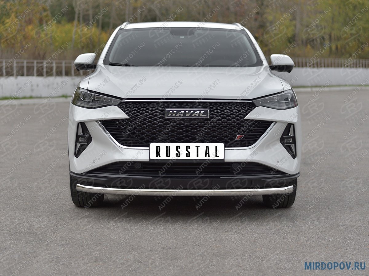 14 899 р. Защита переднего бампера d63 секции SLITKOFF  Haval F7x (2022-2024)  рестайлинг (серые)  с доставкой в г. Набережные‑Челны