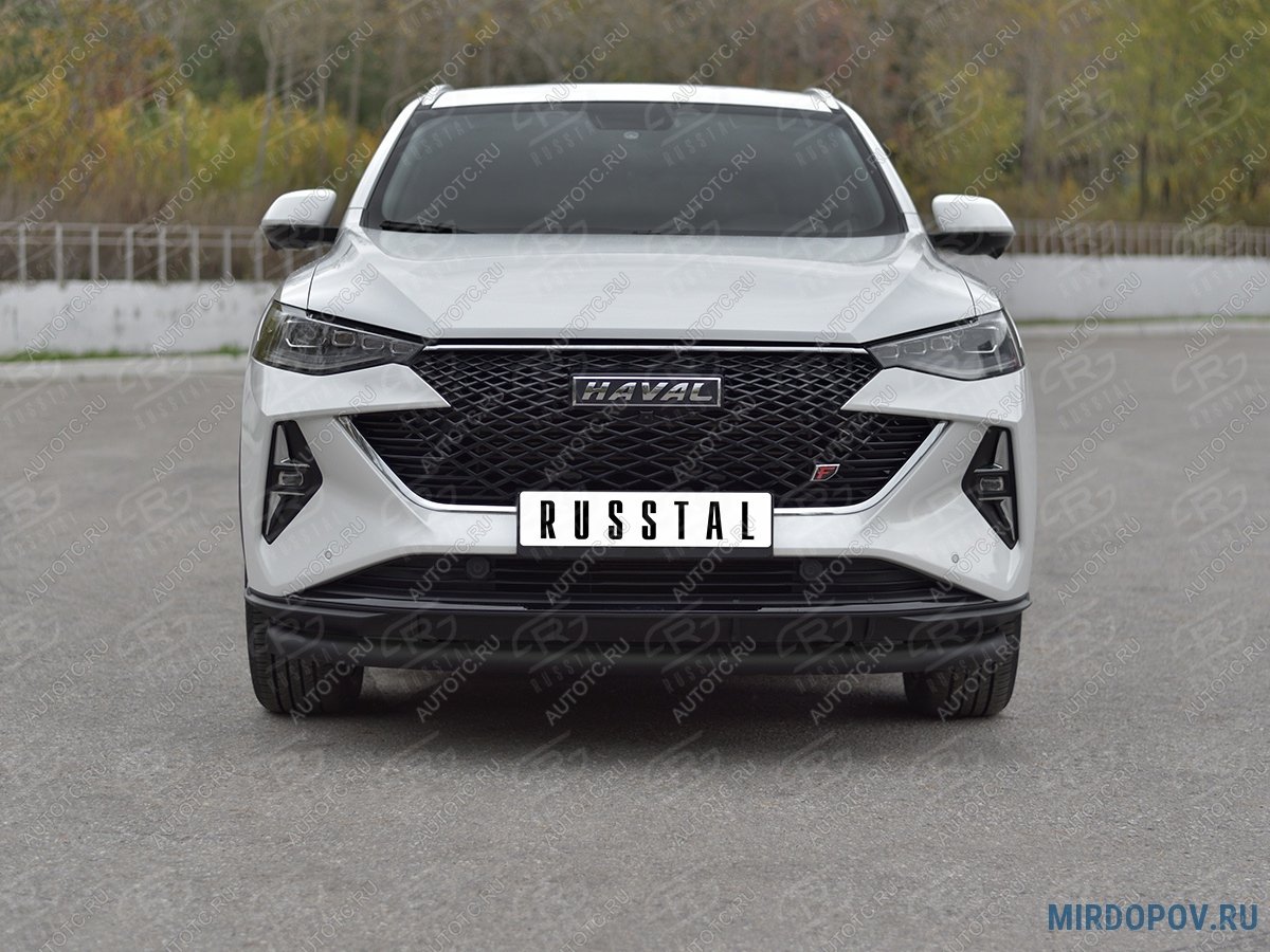 10 999 р. Защита переднего бампера d63 секции SLITKOFF  Haval F7x (2022-2024)  рестайлинг (черные)  с доставкой в г. Набережные‑Челны