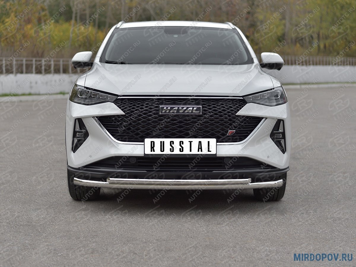 16 749 р. Защита переднего бампера d63*42 дуга SLITKOFF  Haval F7x (2022-2024)  рестайлинг (серые)  с доставкой в г. Набережные‑Челны