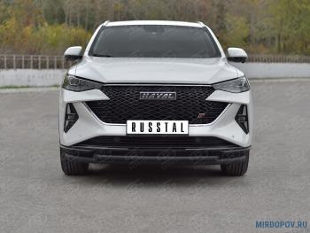 Защита переднего бампера d63*42 дуга SLITKOFF Haval (Хавал) F7x (ф7икс) (2022-2024)  рестайлинг