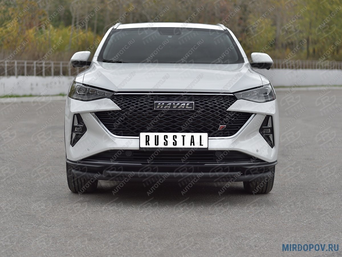 13 699 р. Защита переднего бампера d63*42 дуга SLITKOFF  Haval F7x (2022-2024)  рестайлинг (черные)  с доставкой в г. Набережные‑Челны