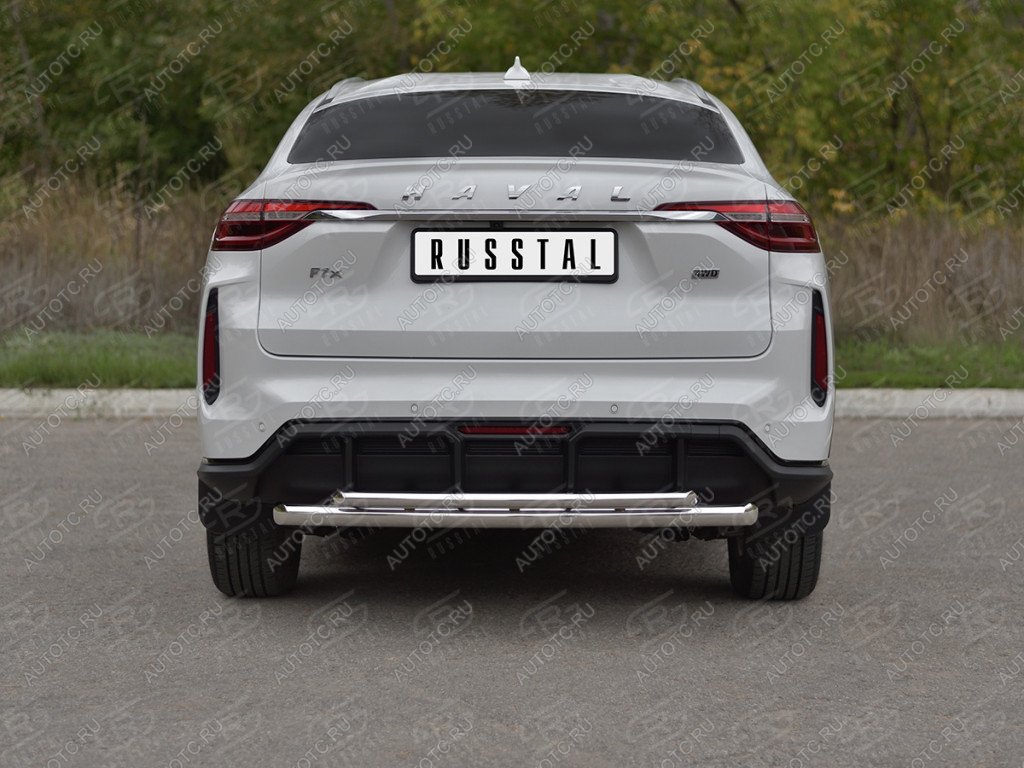 13 999 р. Защита заднего бампера d63*42 SLITKOFF  Haval F7x (2022-2025)  рестайлинг (нержавейка полированная)  с доставкой в г. Набережные‑Челны