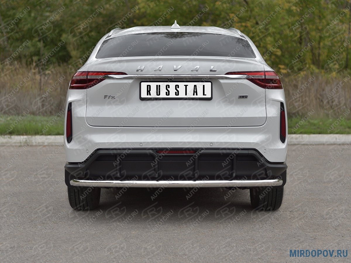 12 849 р. Защита заднего бампера d63 секции SLITKOFF  Haval F7x (2022-2024) рестайлинг (нержавейка полированная)  с доставкой в г. Набережные‑Челны