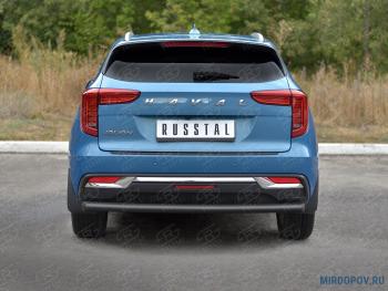 8 799 р. Защита заднего бампера d63 секции SLITKOFF  Haval Jolion (2020-2024) дорестайлинг (нержавейка окрашенная в черный цвет)  с доставкой в г. Набережные‑Челны. Увеличить фотографию 1