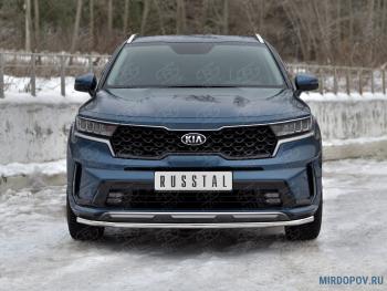 Защита переднего бампера d42 секции SLITKOFF KIA (КИА) Sorento (Соренто)  MQ4 (2020-2022) MQ4