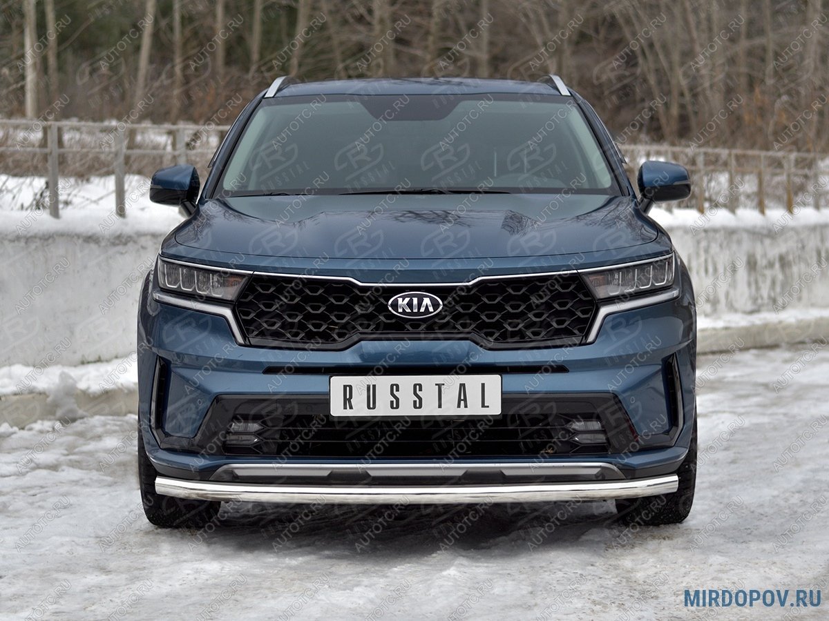 14 899 р. Защита переднего бампера d63 секции SLITKOFF  KIA Sorento  MQ4 (2020-2022) (нержавейка)  с доставкой в г. Набережные‑Челны