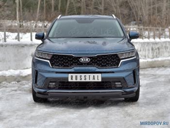 Защита переднего бампера d63 мм секции-d63 мм уголки+клыки SLITKOFF KIA (КИА) Sorento (Соренто)  MQ4 (2020-2022) MQ4