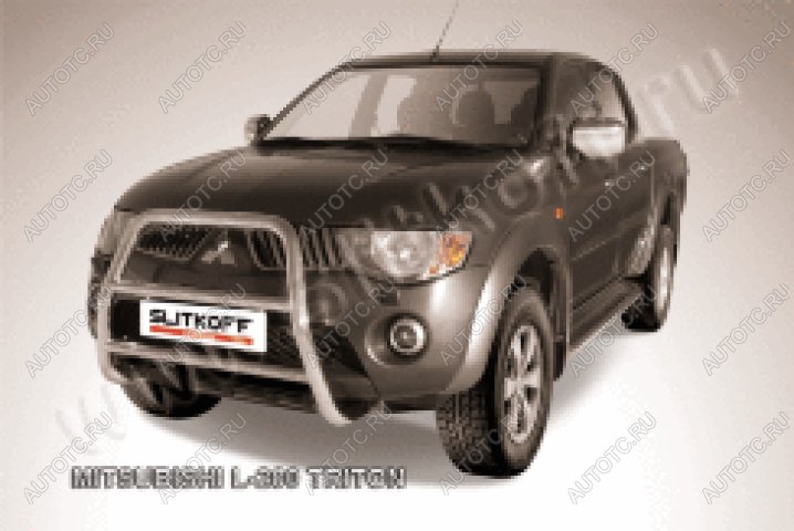 25 999 р.  Защита переднего бампера кенгурятник d57 высокий (Triton) Slitkoff  Mitsubishi L200  4 (2006-2014)  дорестайлинг (нержавейка полированная)  с доставкой в г. Набережные‑Челны