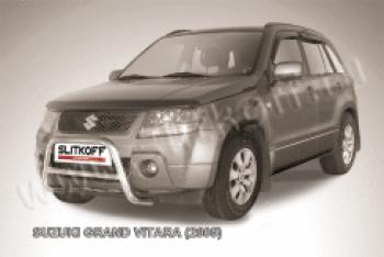 Защита переднего бампера кенгурятник d57 низкий Slitkoff Suzuki Grand Vitara JT 3 двери дорестайлинг (2005-2008)