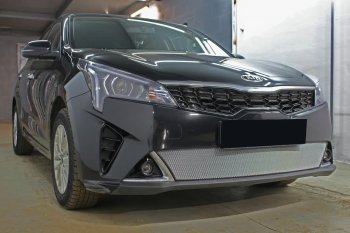 3 579 р. Защитная сетка в бампер (низ, ячейка 3х7 мм) Alfeco Стандарт  KIA Rio  X (2020-2024) рестайлинг (Хром)  с доставкой в г. Набережные‑Челны. Увеличить фотографию 4