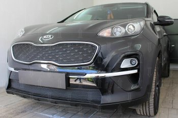 4 549 р. Защитная сетка в бампер (верх, ячейка 3х7 мм) Alfeco Стандарт  KIA Sportage  4 QL (2018-2022) рестайлинг (Чёрная)  с доставкой в г. Набережные‑Челны. Увеличить фотографию 5