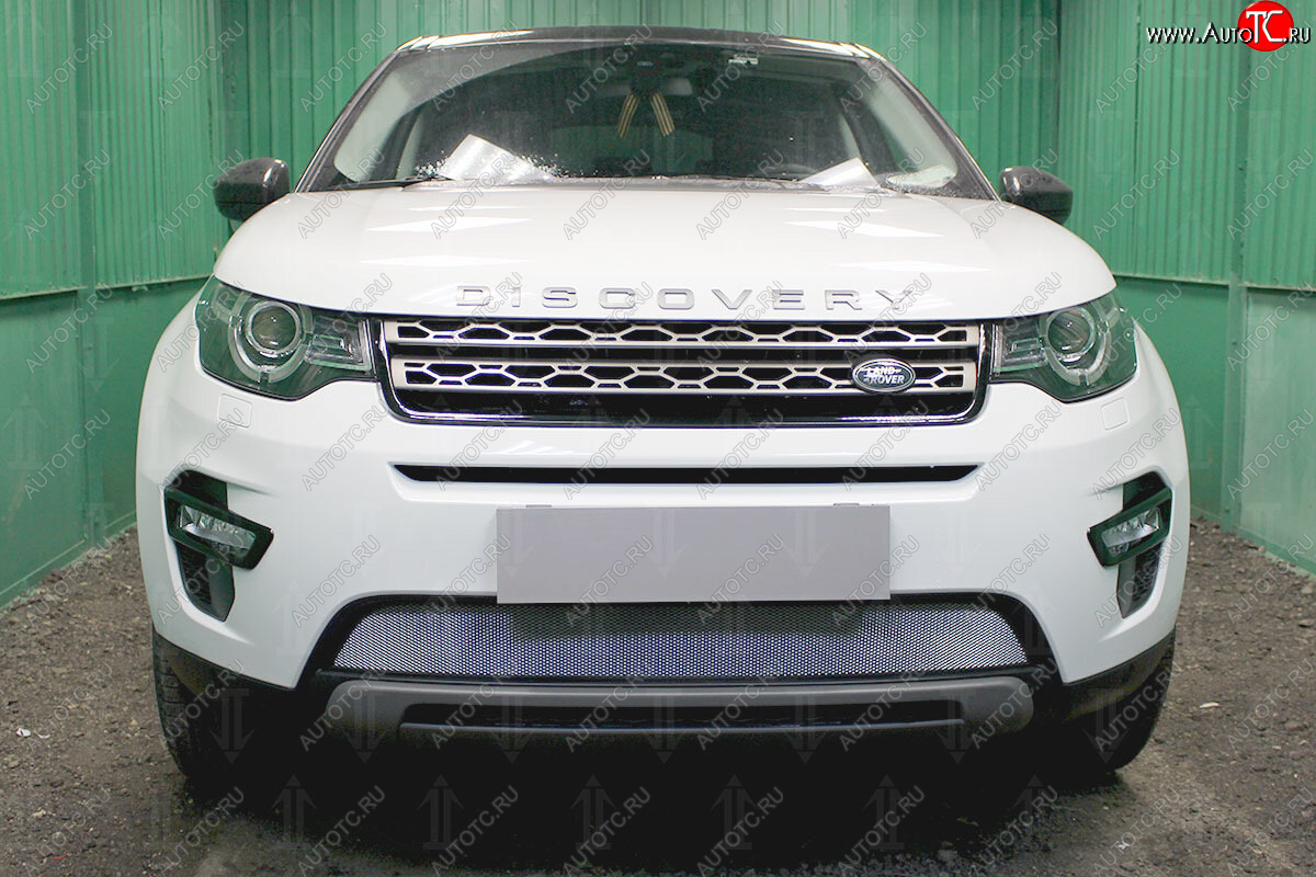 3 399 р. Защитная сетка в бампер (низ, ячейка 3х7 мм) Alfeco Стандарт  Land Rover Discovery Sport  L550 (2014-2024) дорестайлинг, рестайлинг (Хром)  с доставкой в г. Набережные‑Челны