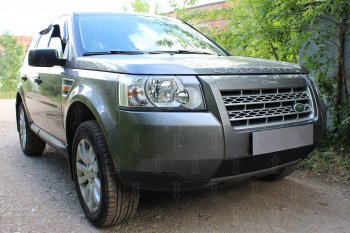 3 199 р. Защитная сетка в бампер (низ, ячейка 3х7 мм) Alfeco Стандарт  Land Rover Freelander  L359 (2006-2010) дорестайлинг (Чёрная)  с доставкой в г. Набережные‑Челны. Увеличить фотографию 2