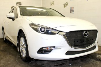 3 299 р. Защитная сетка в бампер (низ, ячейка 3х7 мм) Alfeco Стандарт Mazda 3/Axela BM рестайлинг, хэтчбэк (2016-2019) (Чёрная)  с доставкой в г. Набережные‑Челны. Увеличить фотографию 3