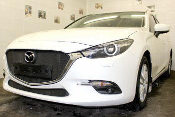 3 299 р. Защитная сетка в бампер (низ, ячейка 3х7 мм) Alfeco Стандарт Mazda 3/Axela BM рестайлинг, хэтчбэк (2016-2019) (Чёрная)  с доставкой в г. Набережные‑Челны. Увеличить фотографию 4