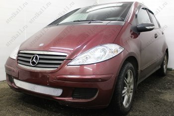 3 899 р. Защитная сетка в бампер (низ, ячейка 3х7 мм) Alfeco Стандарт Mercedes-Benz A class W169 дорестайлинг, хэтчбэк 5 дв. (2005-2008) (Хром)  с доставкой в г. Набережные‑Челны. Увеличить фотографию 3