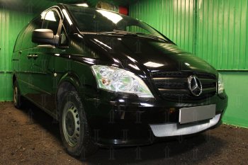 3 779 р. Защитная сетка в бампер (низ, ячейка 3х7 мм) Alfeco Стандарт Mercedes-Benz Vito W639 рестайлинг (2010-2014) (Хром)  с доставкой в г. Набережные‑Челны. Увеличить фотографию 2