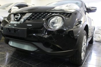 3 199 р. Защитная сетка в бампер (низ, ячейка 3х7 мм) Стрелка11 Стандарт  Nissan Juke  1 YF15 (2014-2020) рестайлинг (Хром)  с доставкой в г. Набережные‑Челны. Увеличить фотографию 3