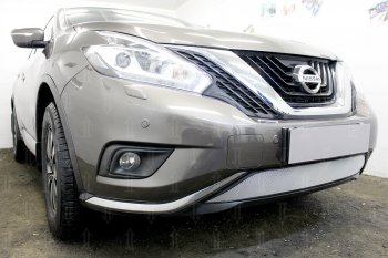 3 699 р. Защитная сетка в бампер (низ, ячейка 3х7 мм) Стрелка11 Стандарт  Nissan Murano  3 Z52 (2015-2022) дорестайлинг (Хром)  с доставкой в г. Набережные‑Челны. Увеличить фотографию 3