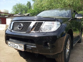 3 399 р. Защитная сетка в бампер (низ, ячейка 3х7 мм) Стрелка11 Стандарт Nissan Navara 2 D40 рестайлинг (2010-2016) (Чёрная)  с доставкой в г. Набережные‑Челны. Увеличить фотографию 2