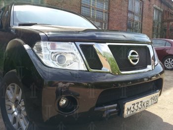 3 399 р. Защитная сетка в бампер (низ, ячейка 3х7 мм) Стрелка11 Стандарт Nissan Navara 2 D40 рестайлинг (2010-2016) (Чёрная)  с доставкой в г. Набережные‑Челны. Увеличить фотографию 3