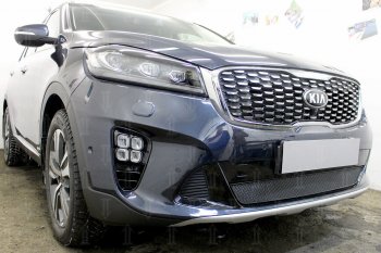 4 199 р. Защитная сетка в бампер (низ, ячейка 4х10 мм) Alfeco Премиум KIA Sorento UM/Prime рестайлинг (2018-2020) (Чёрная)  с доставкой в г. Набережные‑Челны. Увеличить фотографию 3