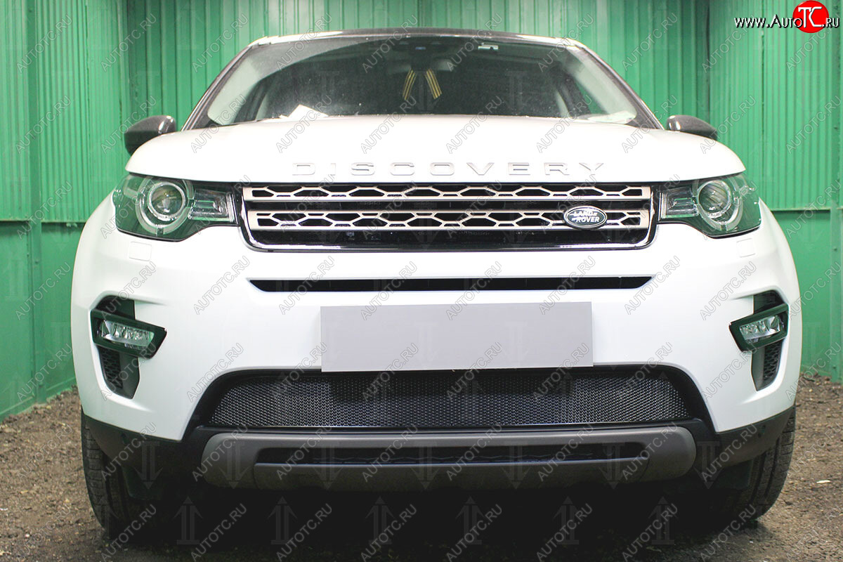 4 499 р. Защитная сетка в бампер (низ, ячейка 4х10 мм) Alfeco Премиум Land Rover Discovery Sport L550 дорестайлинг (2014-2019) (Чёрная)  с доставкой в г. Набережные‑Челны