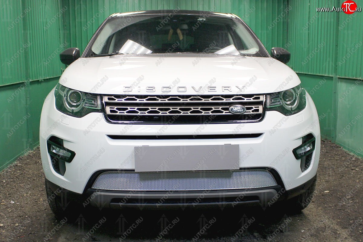 5 249 р. Защитная сетка в бампер (низ, ячейка 4х10 мм) Alfeco Премиум  Land Rover Discovery Sport  L550 (2014-2024) дорестайлинг, рестайлинг (Хром)  с доставкой в г. Набережные‑Челны